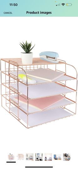 4 Tier Desk Organizer - Rose Gold