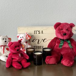 Valentines Day Beanie Baby / Candle Bundle 