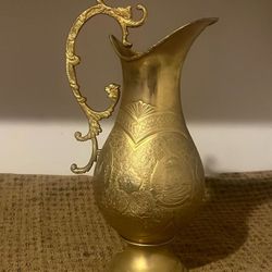 Vintage HEAVY Gold Plate Persian Samover Accessory Jug Vase