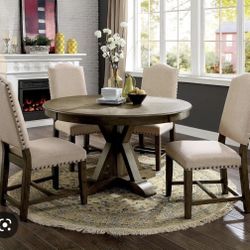 5Pc Round Dining Table 