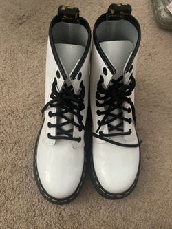 Dr. Martens White Patent Leather Boots