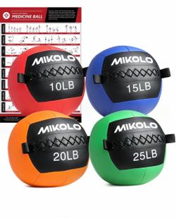 Mikolo Medicine Ball, Wall Ball,Soft Medicine Ball Set,Slam Ball for Core Training, Strength Workouts -Multi-Weight 10lbs 20lbs Exercise Balls for Hom