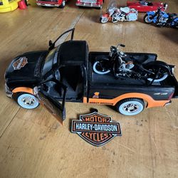 Harley Davidson Collectible Steel Truck With Motorcycle 