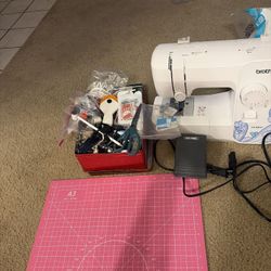 Brother LX3817 Sewing Machine Bundle w/ Accessories, Fabric, Poly-Fil, Rotary Cutter & Mat