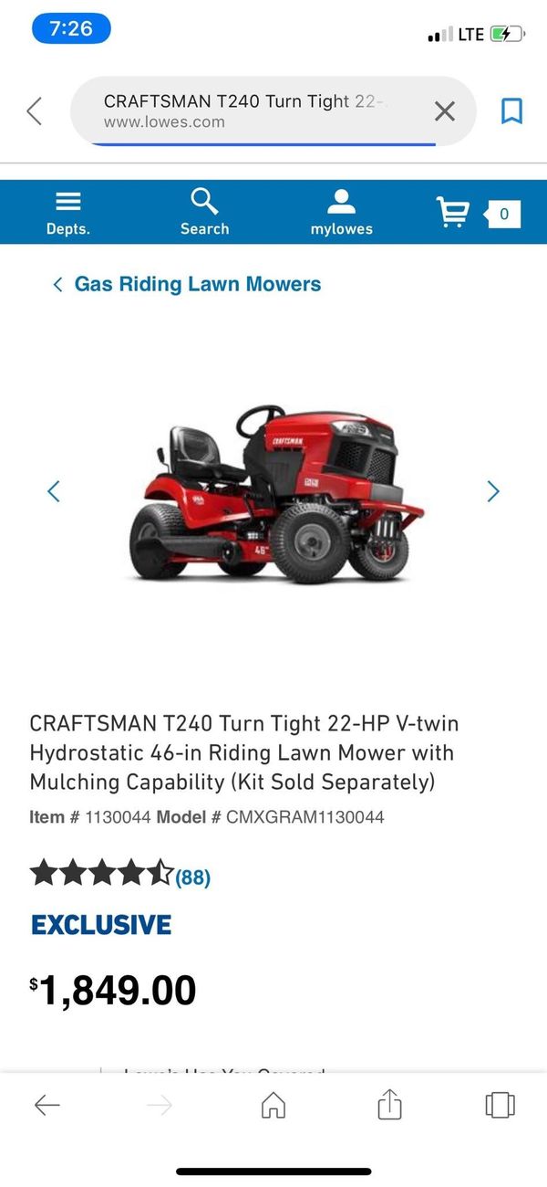 Craftsman T140 18.5hp Automatic 46in Riding Lawn Mower Man