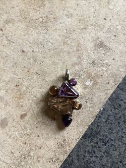 Antique Sterling Silver Amethyst and Citrine Pendant