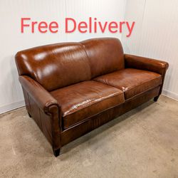 Vintage Crate and Barrel Top Grain Leather Sofa Couch, Free Delivery