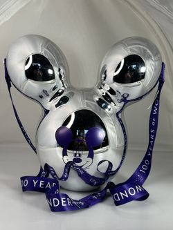 Disney Parks 100 Year Anniversary Popcorn Bucket Disneyland Silver Mickey Mouse 