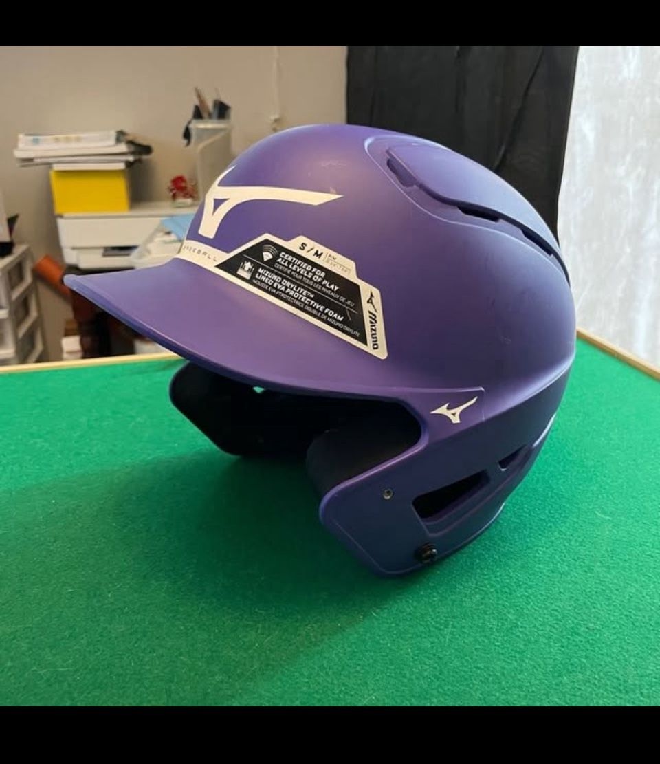 Baseball Batting Helmet Youth Mizuno Drylite Purple Size S/M EVA Foam Lined