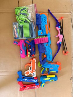 Nerf & Adventure Force Blaster Bundle + Bow + 100 Darts