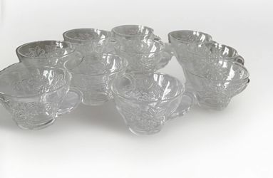 Set Of 10 ANCHOR HOCKING Serva-Snack Glass Snack Cups Grape Pattern