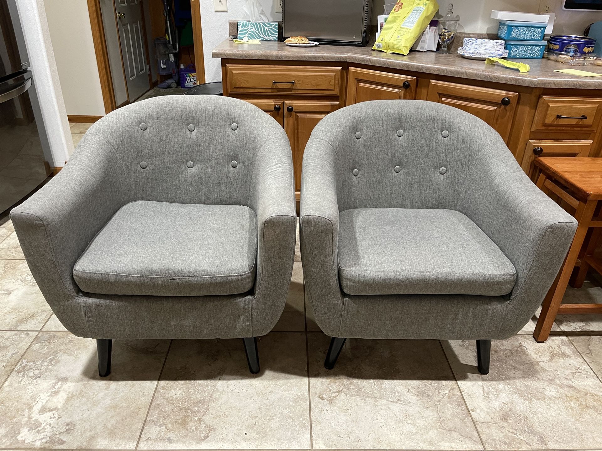 2 Ashley Accent Chairs - Grey, Fabric