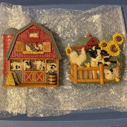 Vintage Home Interiors Barn W/Animals Plaques