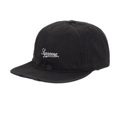 Supreme Distressed 6-Panel Black Hat