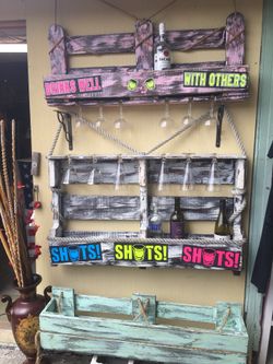 Custom made hanging wine racks