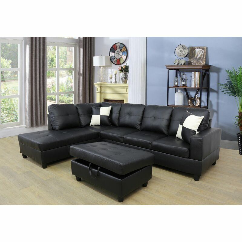 Russ 103.5" Faux Leather Sofa & Chaise with Ottoman