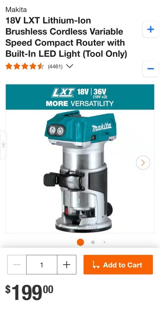 Makita 18v LXT Lithium Ion Brushless Router