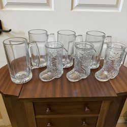 Set Of 7 Beer Glass Mugs 