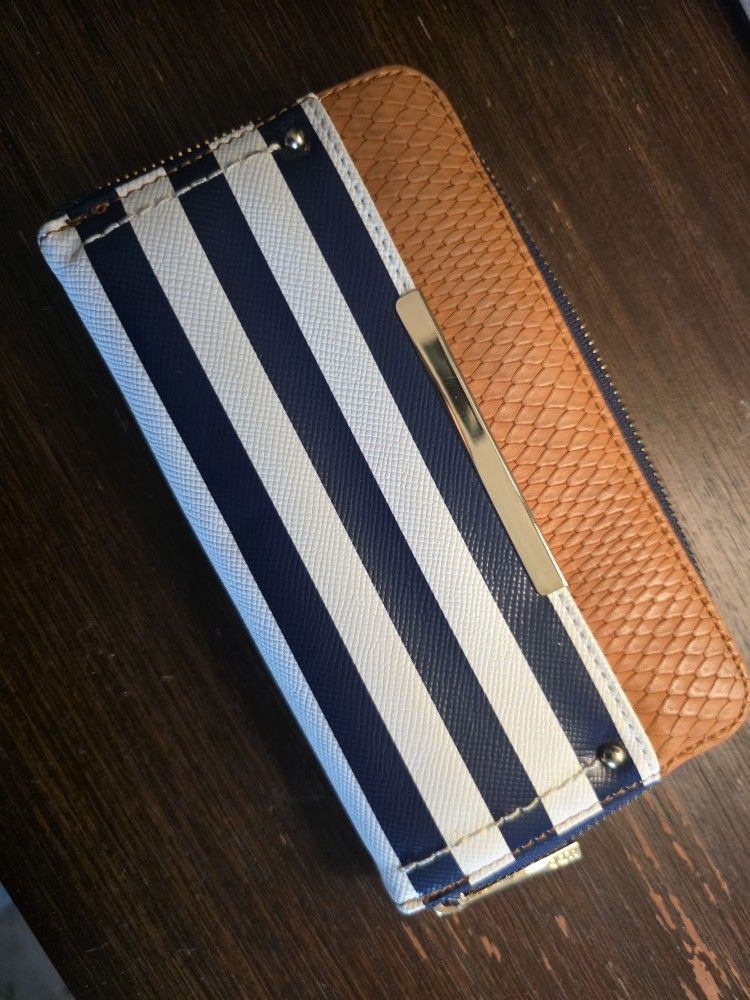 Aldo Navy Blue And White Clutch Wallet