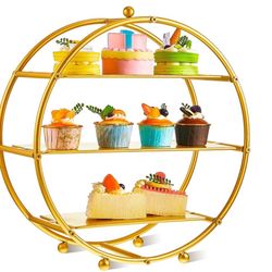 Gold Metal Tiered Cupcake Stand