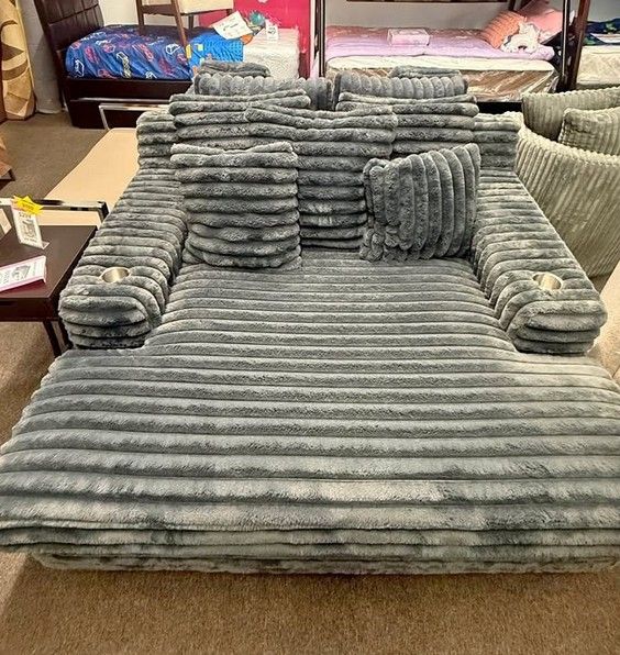 67"W Dark Gray Corduroy Oversized Sofa Chaise Lounge Chair with Cupholders and USBย Chargingย Port