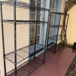 4-Shelf Black Metal Wire Storage Racks (Heavy Duty, Adjustable) Garage Shelving/Plant rack $25Each or $40 Both