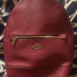 COACH Kenley cross grain leather bright violet backpack