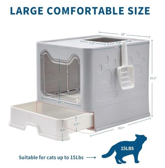 Medario Cat Litter Box, Large