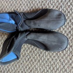 Sz 10-11 Men's Booties Scuba Diving 4-5mm Neoprene Wetsuit Boots Zipper Side Scuba Pro Spearfishing Free Dive Mares Body Glove Tulsi Cressi Riffe Fish