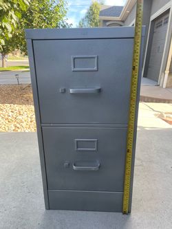 Two-drawer metal filing cabinet