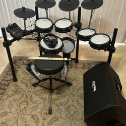 Alesis Surge Special Edition Electronic Drum Set/Kit With Expansion Pack, Alesis Strike Amp 12, Headphones, Seat, And Practice Pad