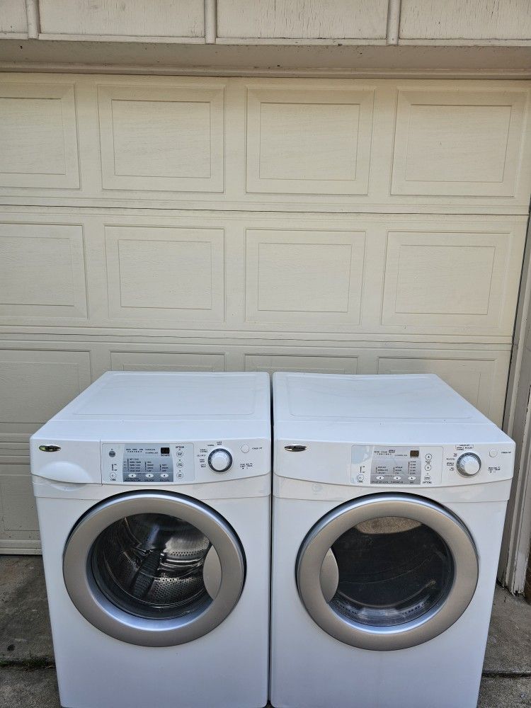 SET WASHER AND DRYER AMANA MADE BY WHIRLPOOL XL CAPACITY GOOD CONDITION BOTH ELECTRIC LARGE CAPACITY HEAVY DUTY DELIVERY AVAILABLE WE DO REPAIRS