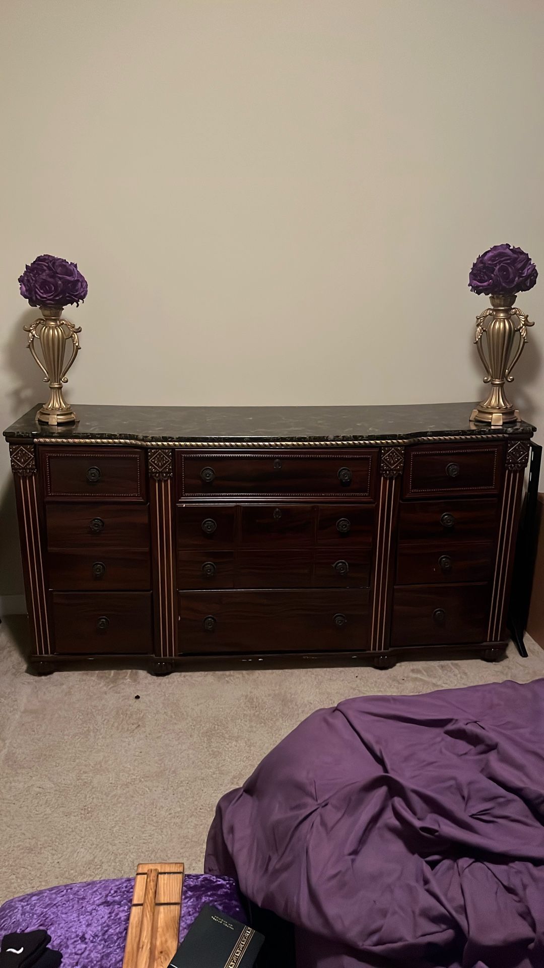 Wood And Marble Dresser