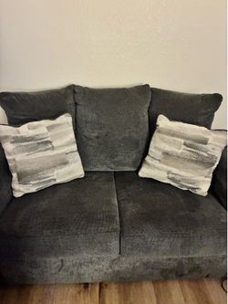 Stylish Gray Sofa And Love Seat
