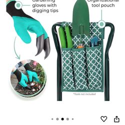 Pure Garden Gardening Kneeling Bench with Tool Pouches
