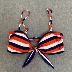 Brand New w/Tags Old Navy Bikini Top Striped Red White Blue Medium‎ Tie Front