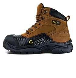 Jacata men's waterproof leather work boots with a soft toe, non-slip rubber sole (size 10).