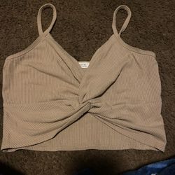 brown Knotted Crop top