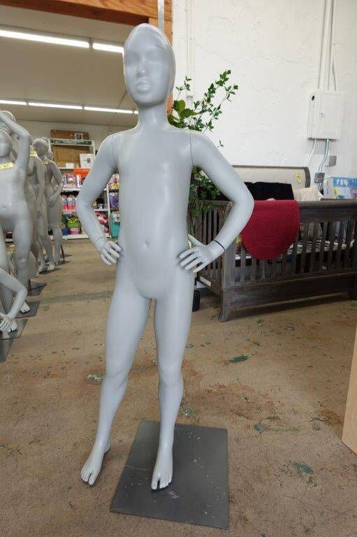 Hands on Hips Young Adult Full Body Mannequin in Gray Retail Display