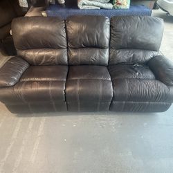 Brown Leather Power Recliner Sofa 