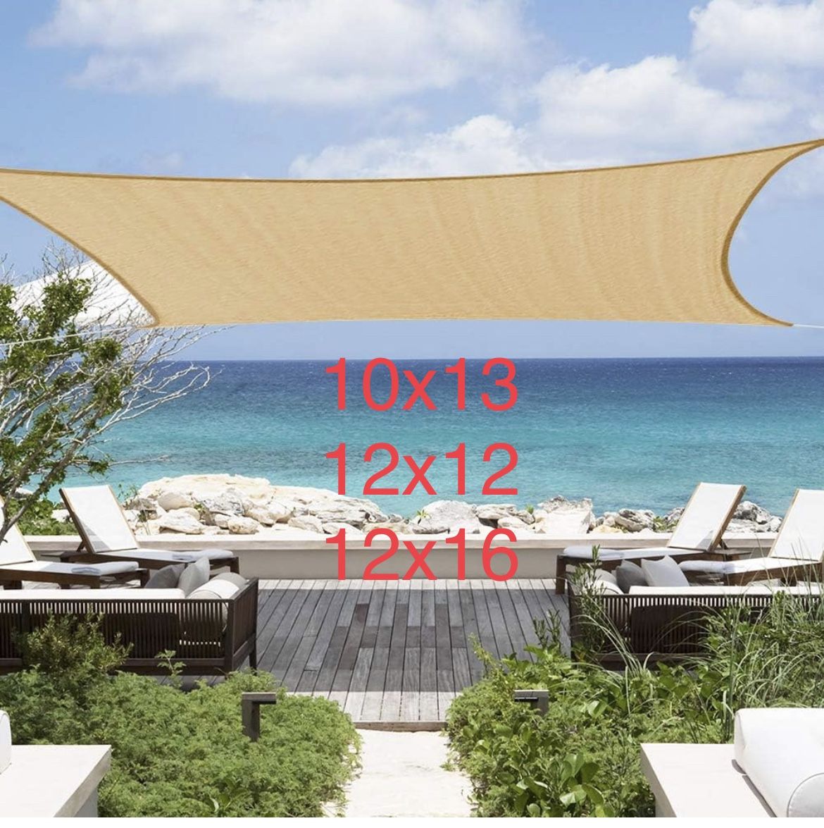 Sun Shade Sail Canopy Fabric Cloth Screen, Water Permeable & UV Resistant, Heavy Duty, Carport Patio Outdoor