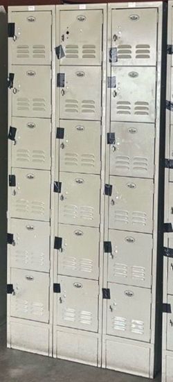 18-Door Metal Employee/Gym Lockers – Heavy Duty * Commercial Steel Locker Bank – 18 Compartments