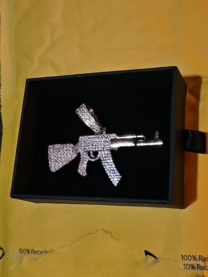 Iced Out Ak-47 Pendant Hip Hop Bling Shiny