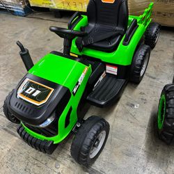 Joyracer 24 Volt Ride on Toys, Ride on Tractor w/ Tiltable & Detachable Trailer, 2x200W Power Car Wheels for Kids, Remote Control, Bluetooth, Shifter,
