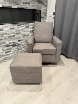Million Dollar Baby Alden Swivel Glider and ottoman in Steel Grey