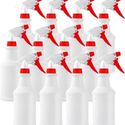 16 Oz Spray Bottle (12 Pack),Spray Bottles for Cleaning,Reusable Empty Refillable Solutions Plastic Bottle,Spray Bottle Bulk for Garden,Plants,Water,K