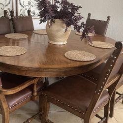 Wodden Farm House Style Table Set 6 Chairs 