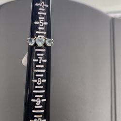 14k Triple Blue Heart Ring Size 6