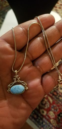925 Silver Chain with Two Sides stone pendant
