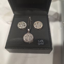 Vintage 14k and Diamond necklace and earrings